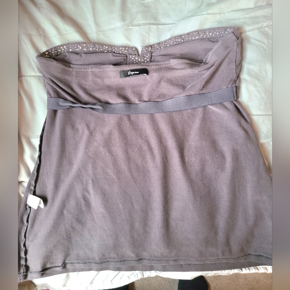 Express Vintage Y2K Gray Tube Top w/Sweetheart + Studded neckline MED. - Picture 6 of 12